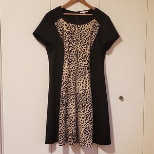 Black and Leopard Stretchy Dress - 16W